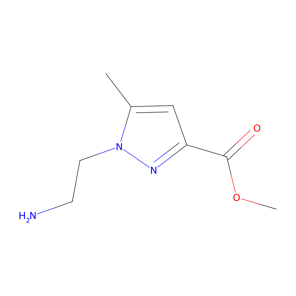 methyl 1-(2-aminoethyl)-5-methyl-1H-pyrazole-3-carboxylate molecular structure, CAS 2375262-10-3