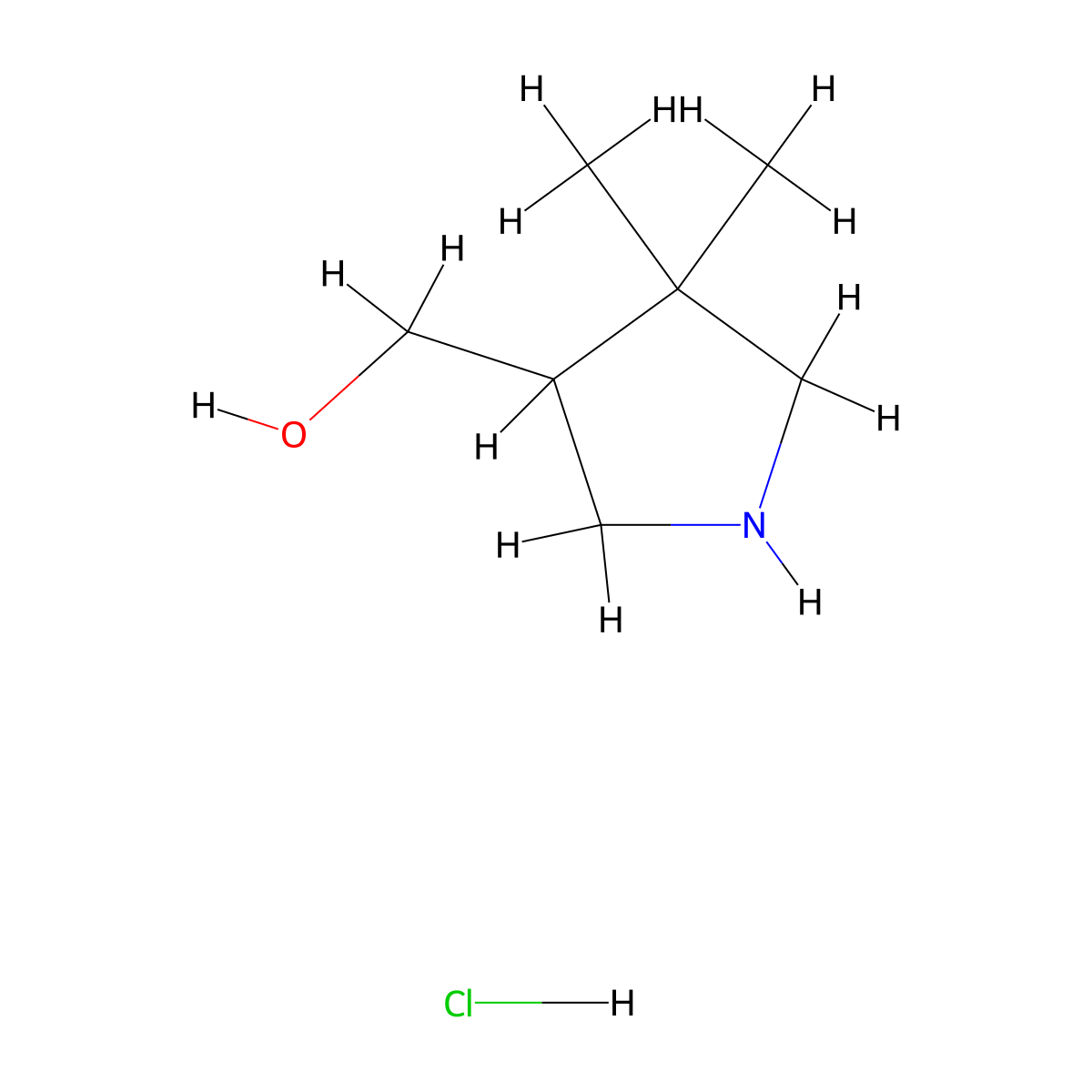 (4,4-Dimethylpyrrolidin-3-yl)methanol hydrochloride molecular structure, CAS 2375262-34-1
