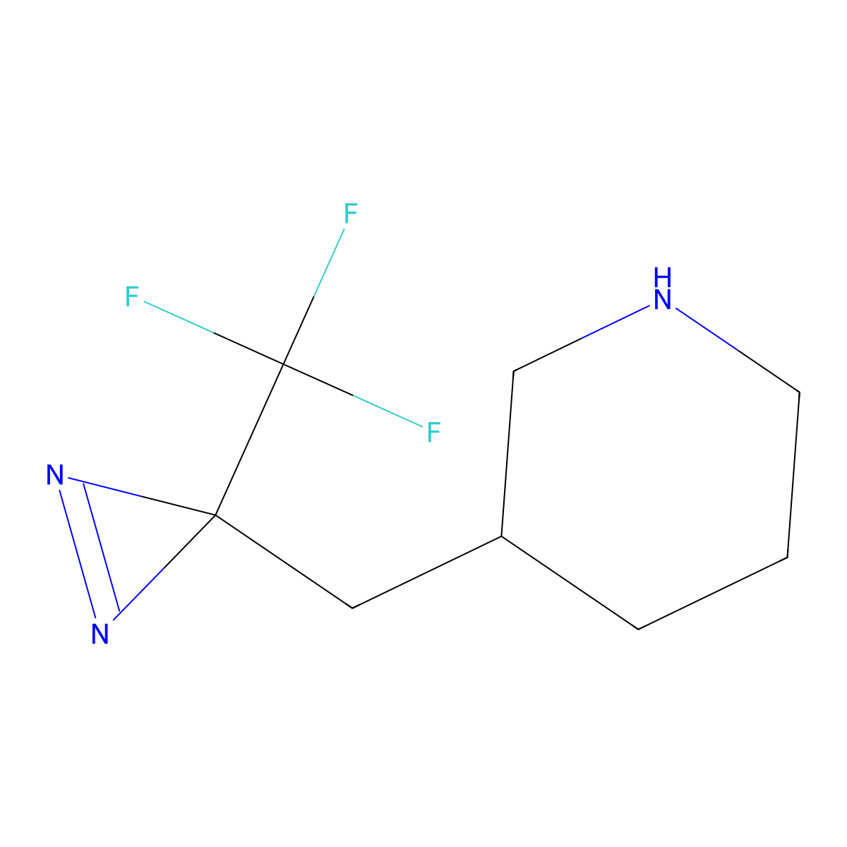 3-{[3-(trifluoromethyl)-3H-diazirin-3-yl]methyl}piperidine molecular structure, CAS 2375262-59-0