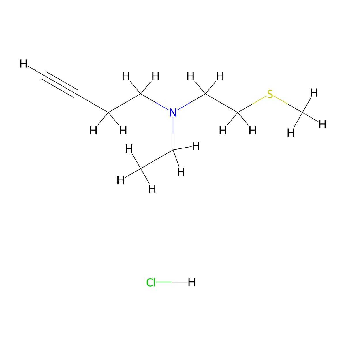 (But-3-yn-1-yl)(ethyl)(2-(methylsulfanyl)ethyl)amine hydrochloride molecular structure, CAS 2375267-48-2