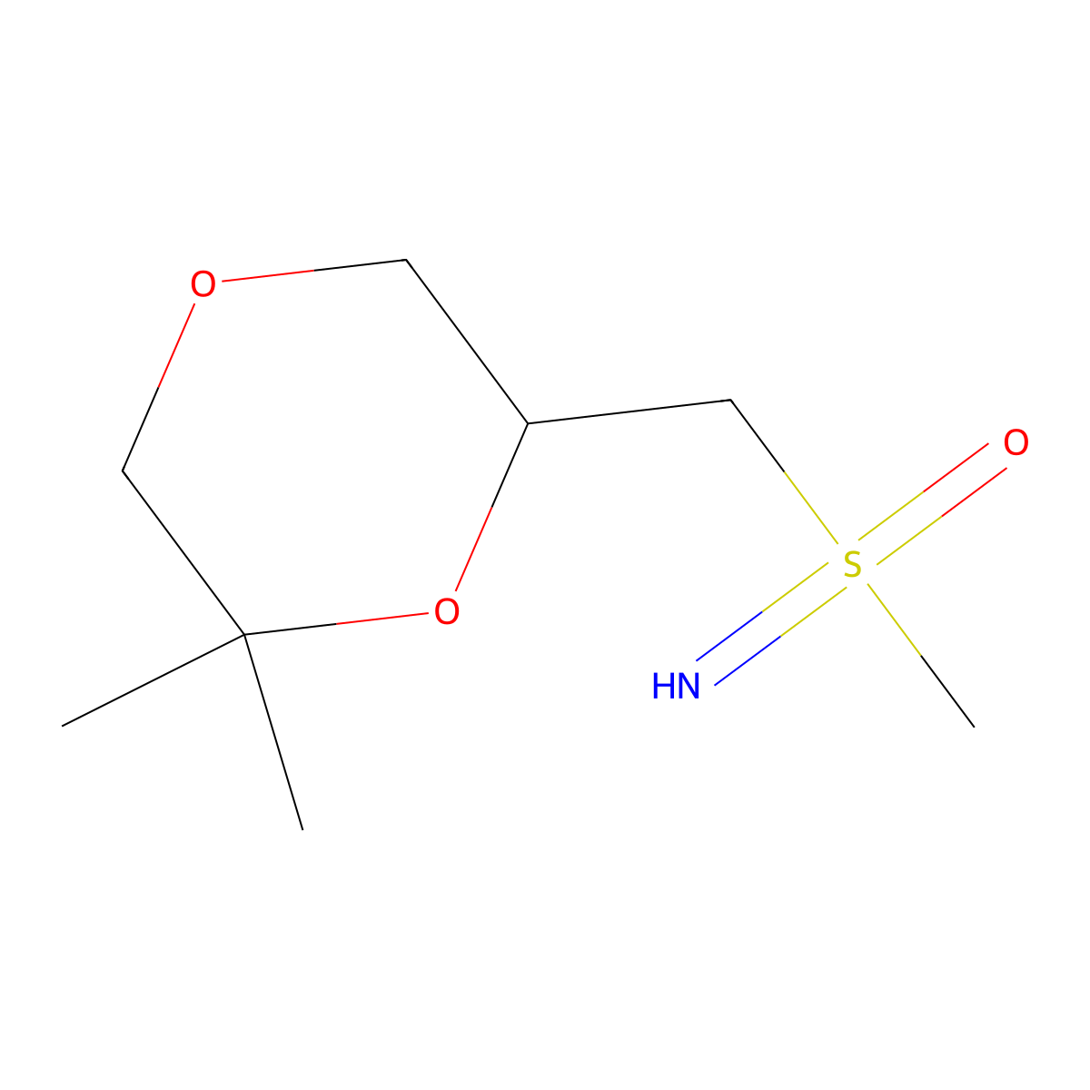 ((6,6-Dimethyl-1,4-dioxan-2-yl)methyl)(imino)methyl-lambda6-sulfanone molecular structure, CAS 2375267-54-0