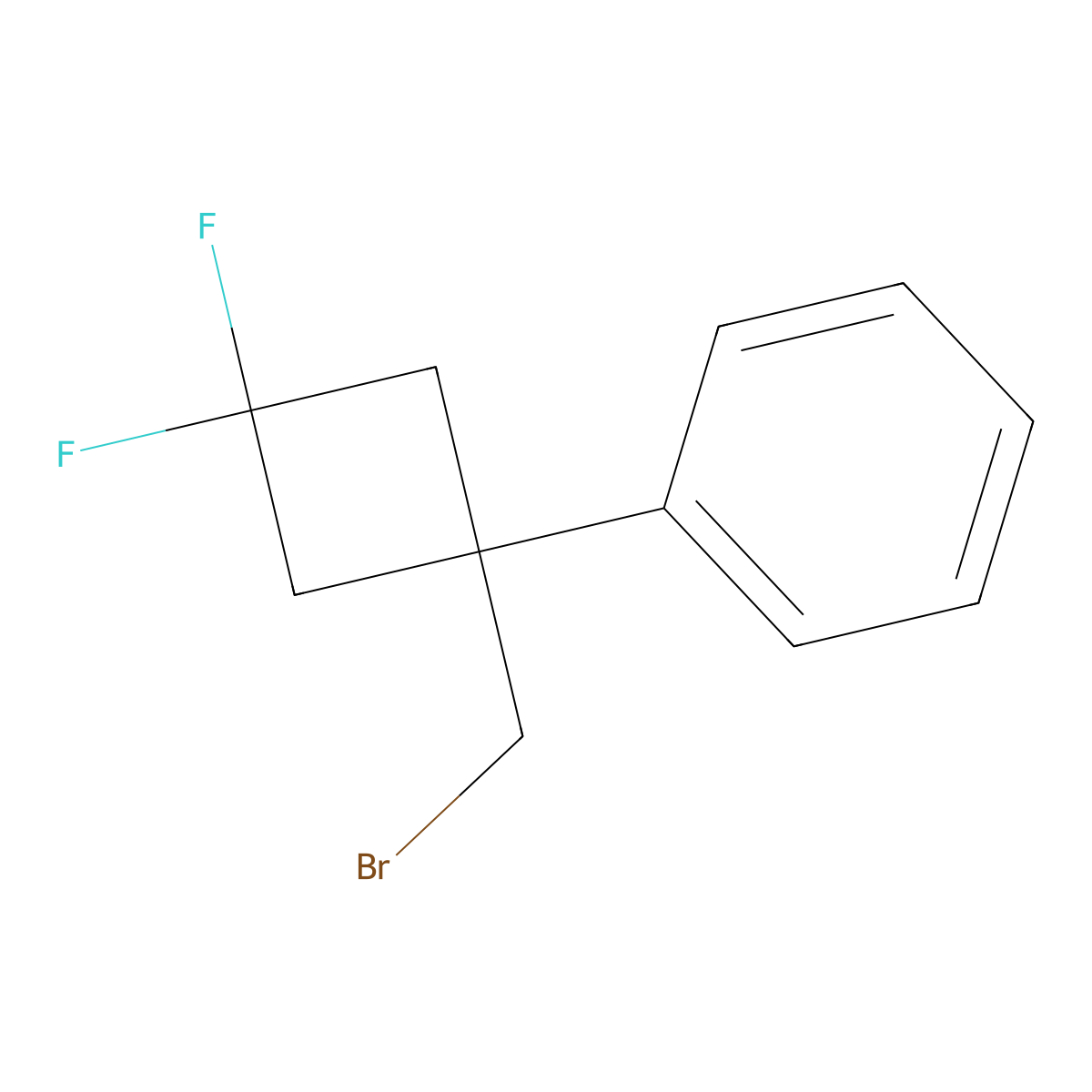 [1-(Bromomethyl)-3,3-difluorocyclobutyl]benzene molecular structure, CAS 2375267-58-4