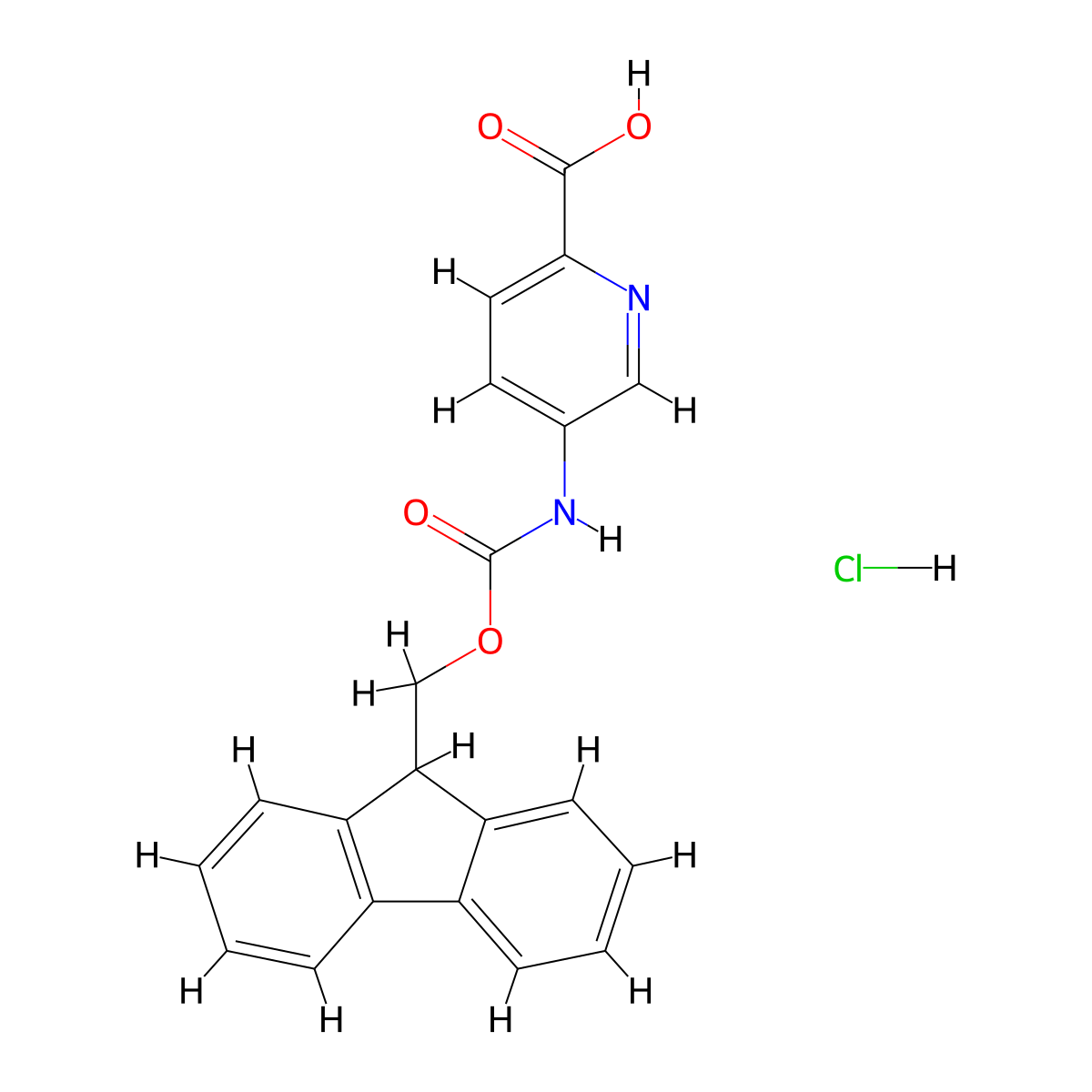 5-(9H-Fluoren-9-ylmethoxycarbonylamino)pyridine-2-carboxylic acid;hydrochloride molecular structure, CAS 2375267-59-5