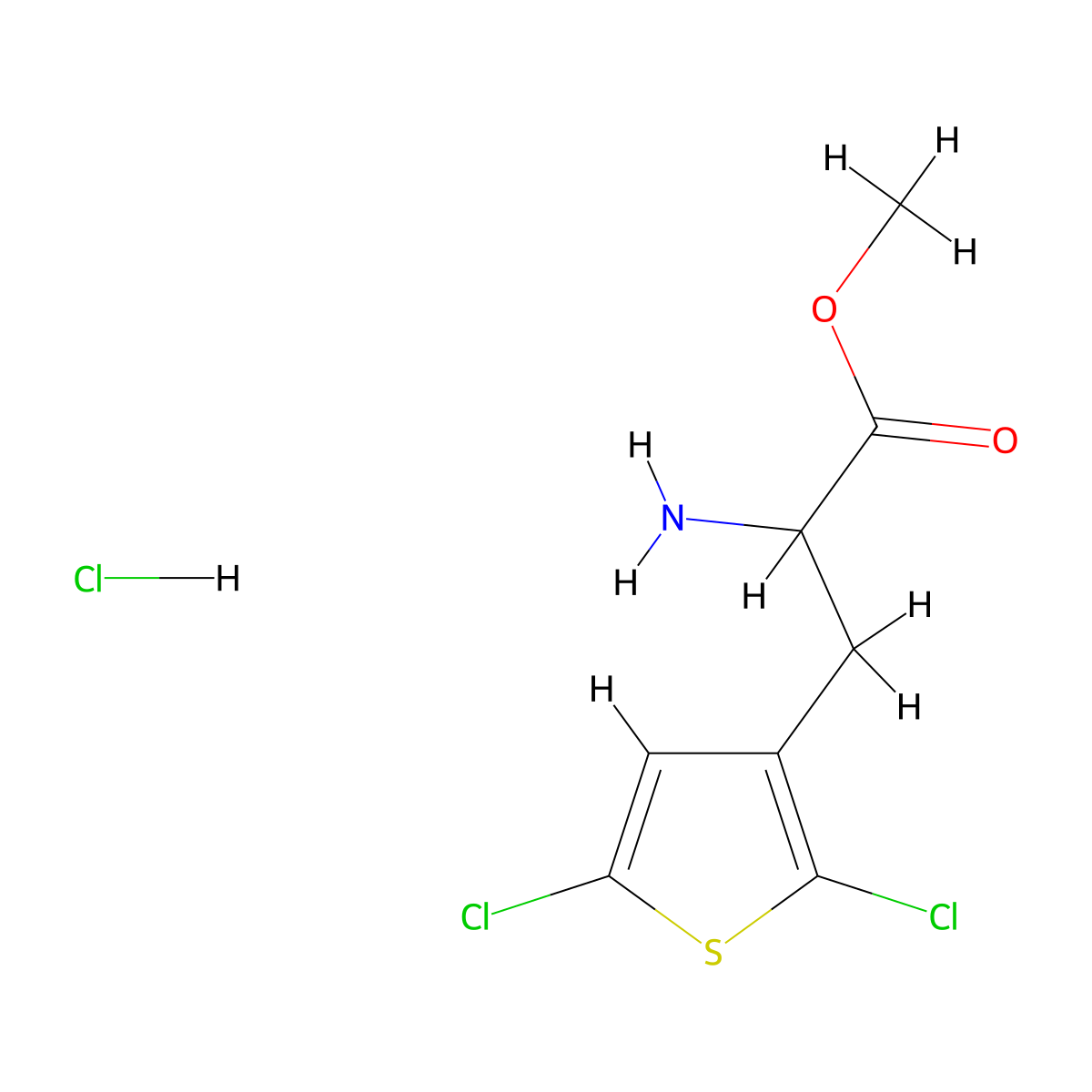 Methyl 2-amino-3-(2,5-dichlorothiophen-3-yl)propanoate hydrochloride molecular structure, CAS 2375267-61-9