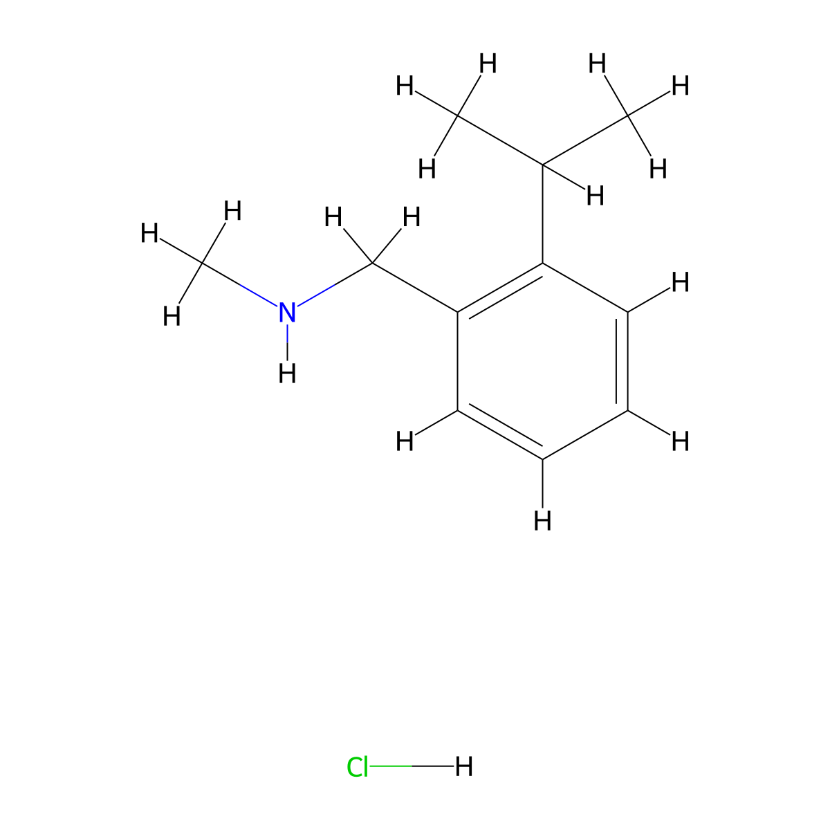 Methyl(((2-(propan-2-yl)phenyl)methyl))amine hydrochloride molecular structure, CAS 2375267-69-7
