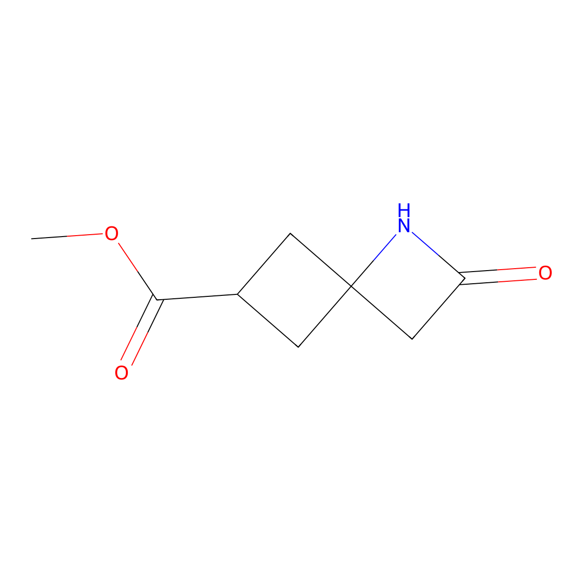 Methyl 2-oxo-1-azaspiro(3.3)heptane-6-carboxylate molecular structure, CAS 2375267-92-6