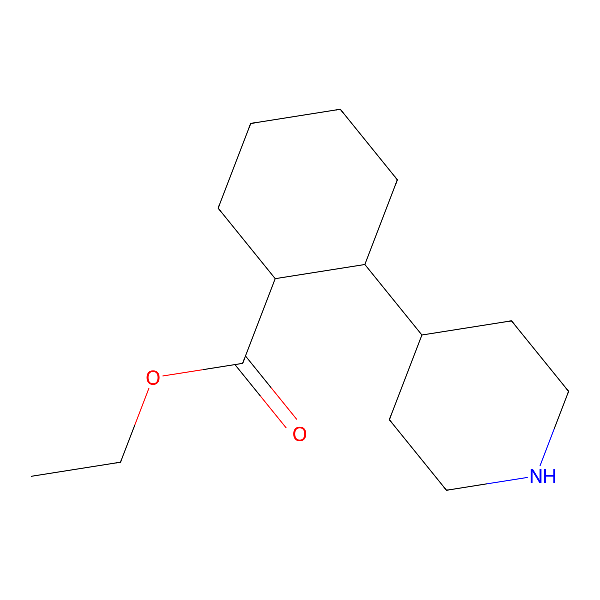 Ethyl 2-(piperidin-4-yl)cyclohexane-1-carboxylate molecular structure, CAS 2375267-94-8