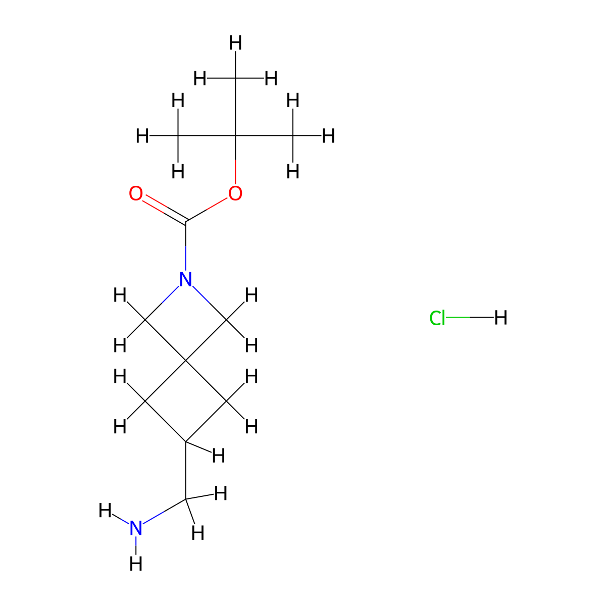 Tert-butyl 6-(aminomethyl)-2-azaspiro(3.3)heptane-2-carboxylate hydrochloride molecular structure, CAS 2375267-96-0