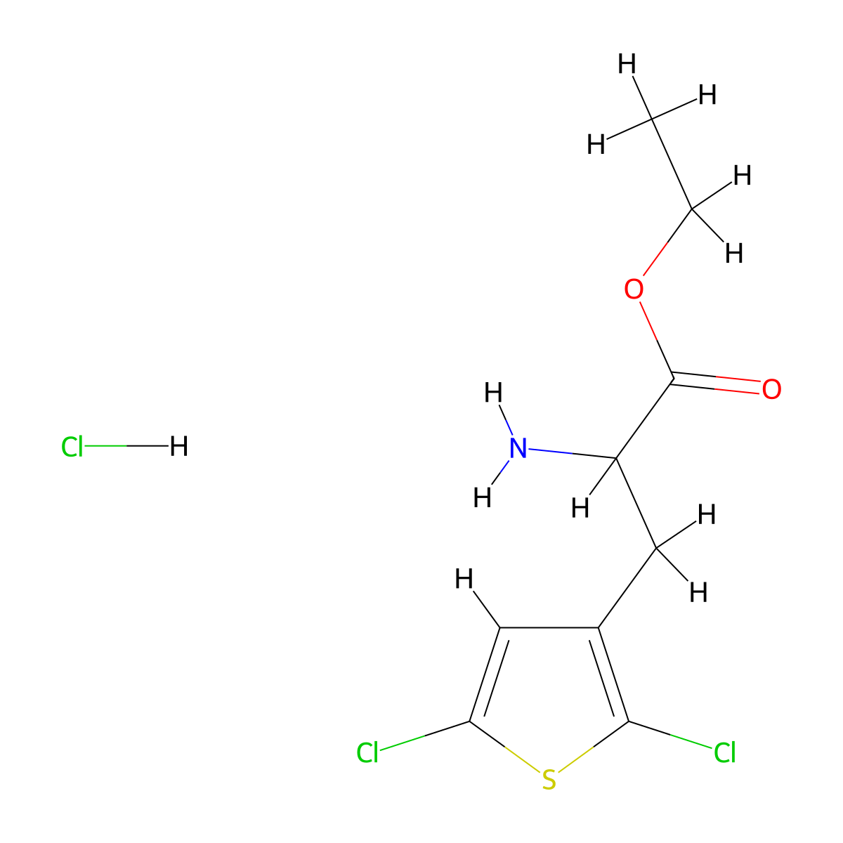 Ethyl 2-amino-3-(2,5-dichlorothiophen-3-yl)propanoate hydrochloride molecular structure, CAS 2375267-98-2