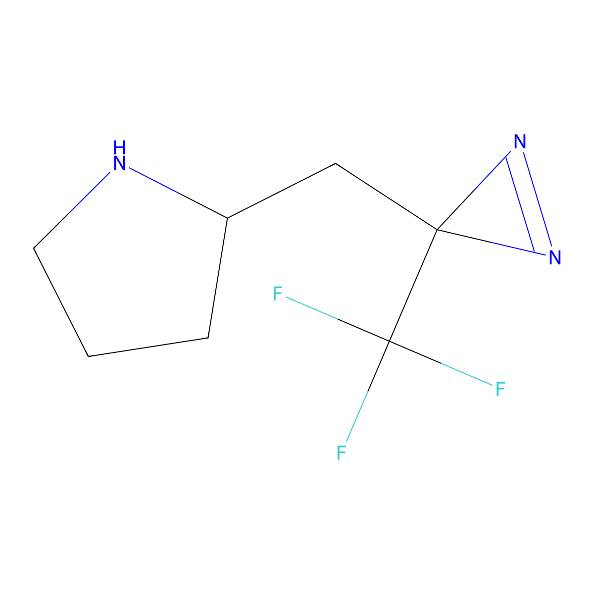 2-{[3-(trifluoromethyl)-3H-diazirin-3-yl]methyl}pyrrolidine molecular structure, CAS 2375268-02-1