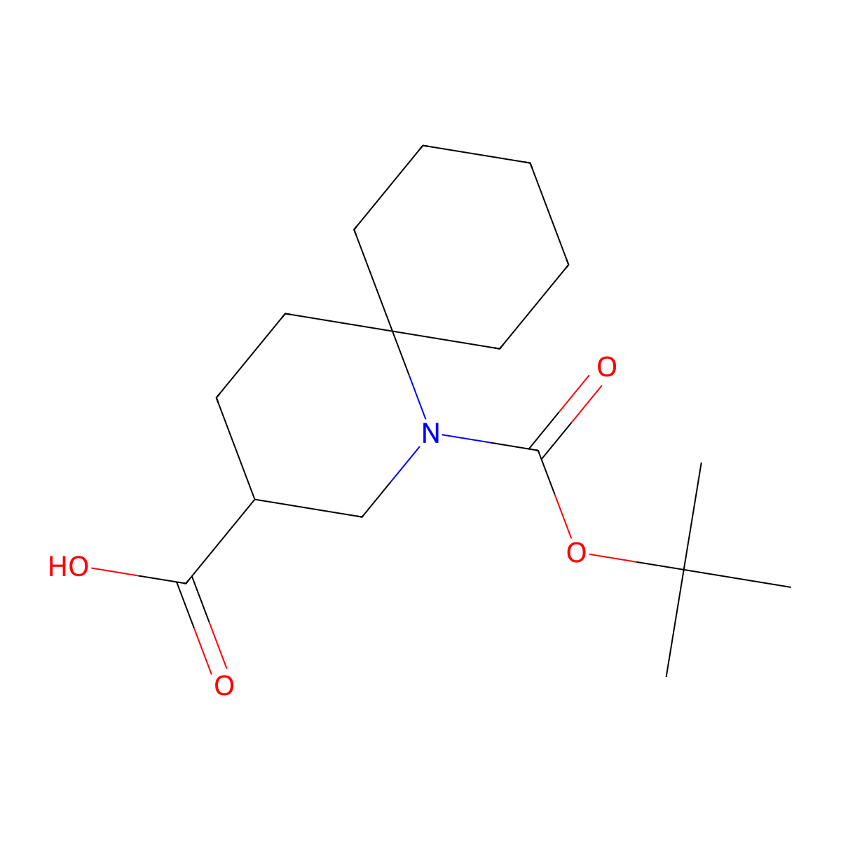 1-[(Tert-butoxy)carbonyl]-1-azaspiro[5.5]undecane-3-carboxylic acid molecular structure, CAS 2375268-05-4