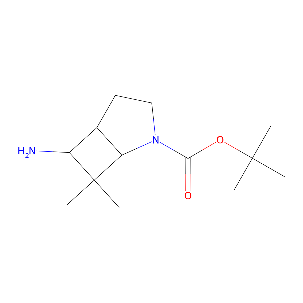 Tert-butyl 6-amino-7,7-dimethyl-2-azabicyclo[3.2.0]heptane-2-carboxylate molecular structure, CAS 2375268-07-6