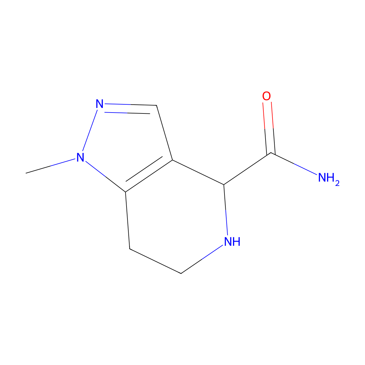 1-methyl-1H,4H,5H,6H,7H-pyrazolo[4,3-c]pyridine-4-carboxamide molecular structure, CAS 2375268-10-1