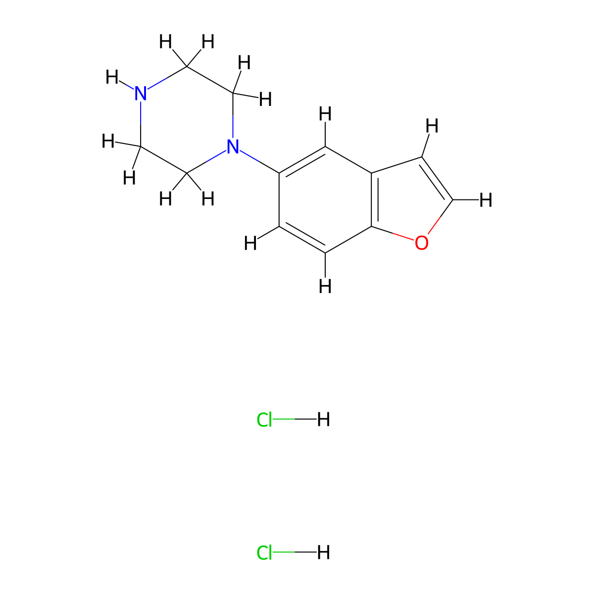 1-(1-Benzofuran-5-yl)piperazine dihydrochloride molecular structure, CAS 2375268-15-6