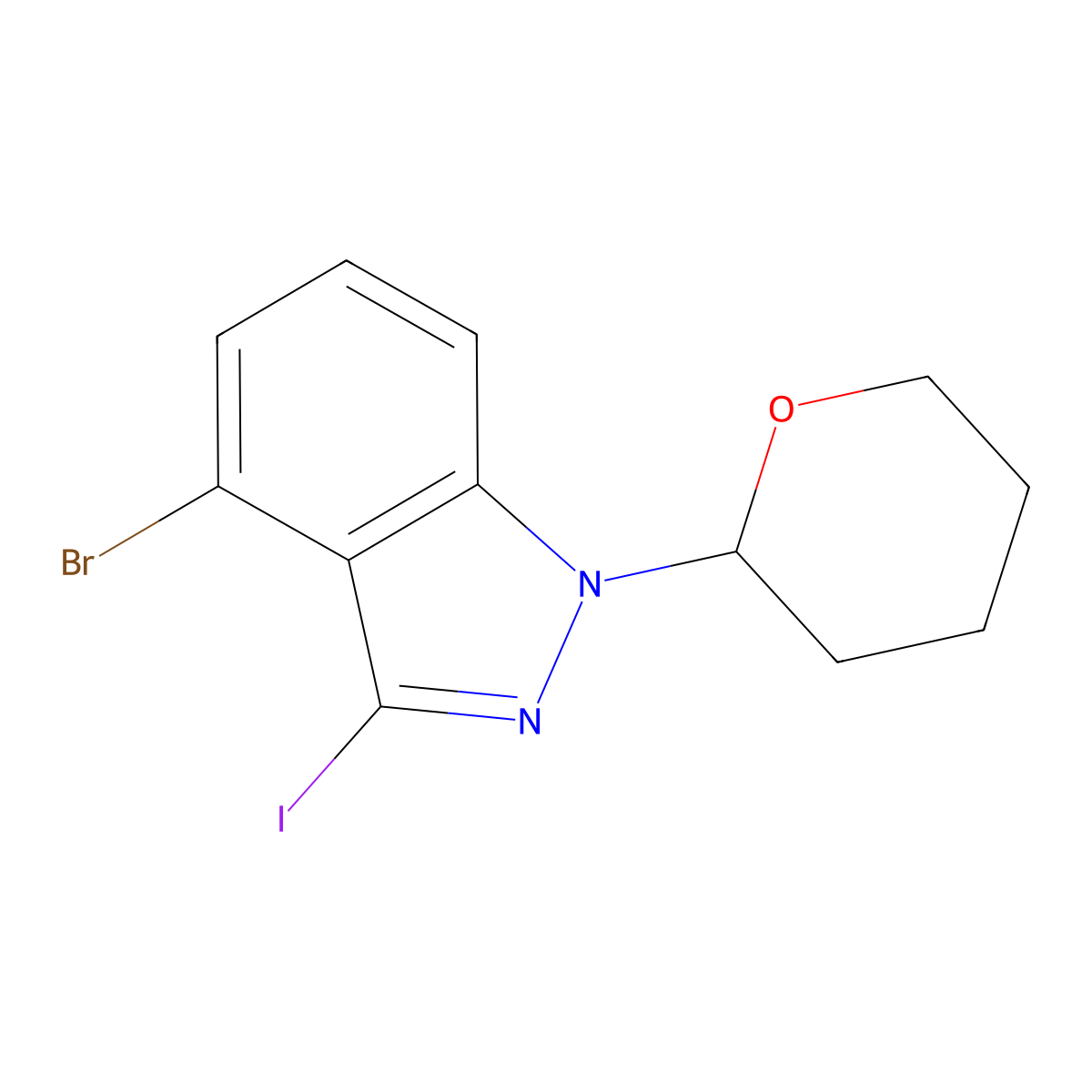 4-Bromo-3-iodo-1-(oxan-2-YL)-1H-indazole molecular structure, CAS 2375268-16-7