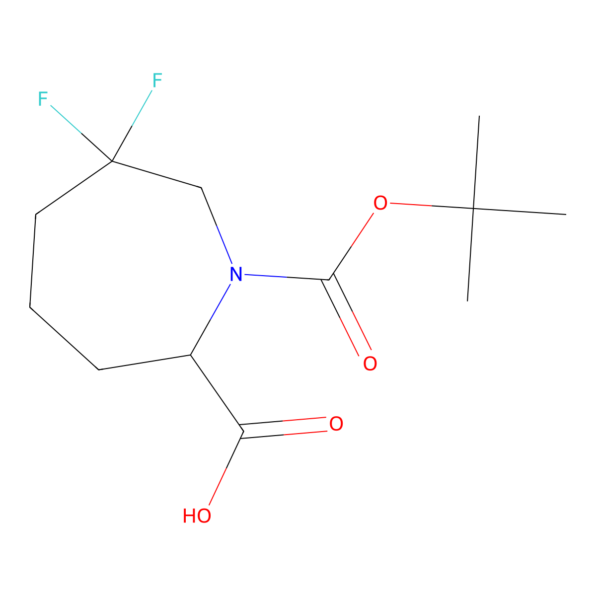 1-[(Tert-butoxy)carbonyl]-6,6-difluoroazepane-2-carboxylic acid molecular structure, CAS 2375268-29-2