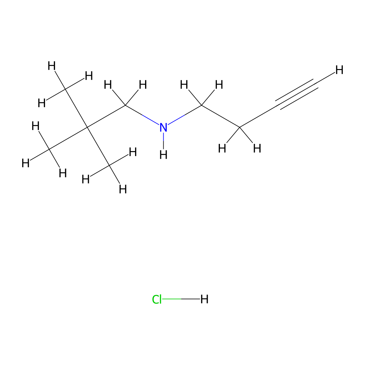 (But-3-yn-1-yl)(2,2-dimethylpropyl)amine hydrochloride molecular structure, CAS 2375268-33-8