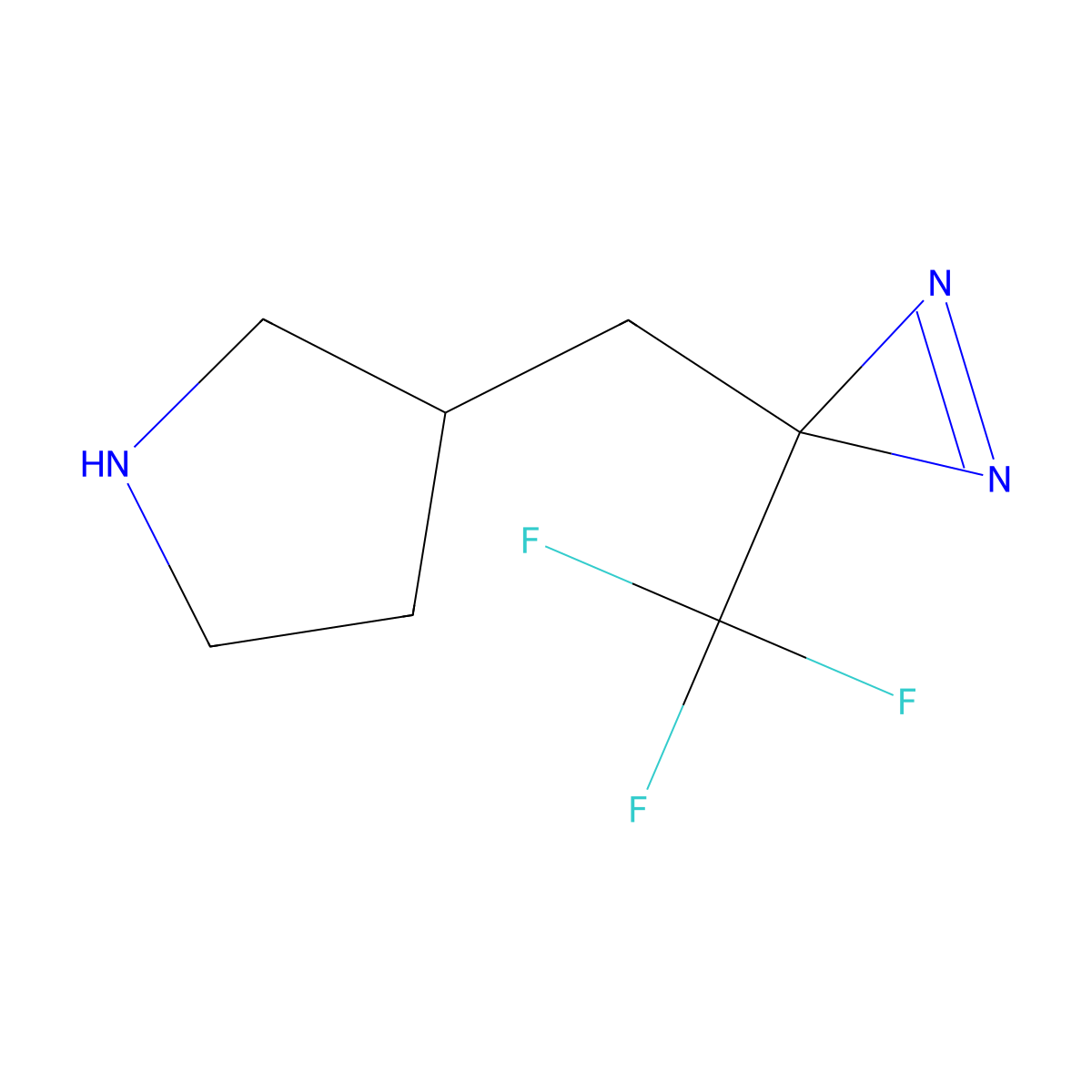 3-{[3-(trifluoromethyl)-3H-diazirin-3-yl]methyl}pyrrolidine molecular structure, CAS 2375268-35-0