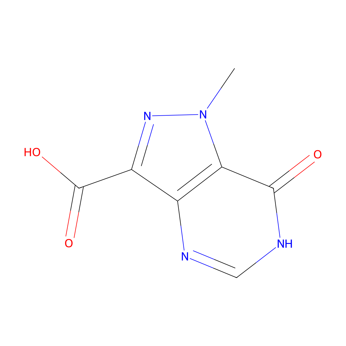 1-methyl-7-oxo-1H,6H,7H-pyrazolo[4,3-d]pyrimidine-3-carboxylic acid molecular structure, CAS 2375268-41-8