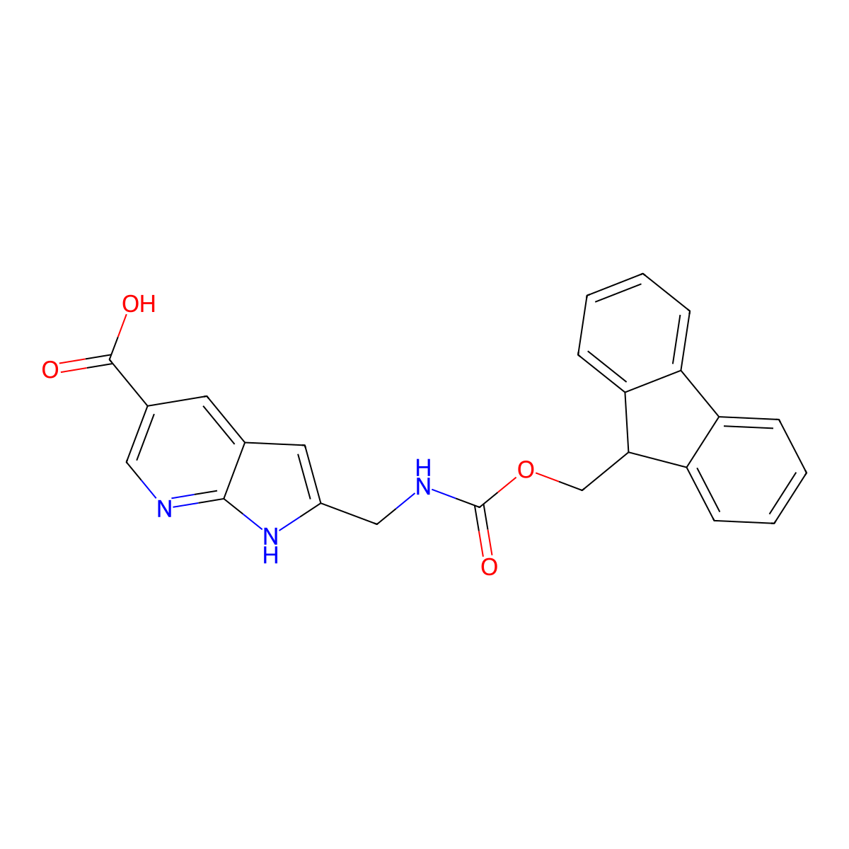 2-[(9H-Fluoren-9-ylmethoxycarbonylamino)methyl]-1H-pyrrolo[2,3-b]pyridine-5-carboxylic acid molecular structure, CAS 2375268-44-1