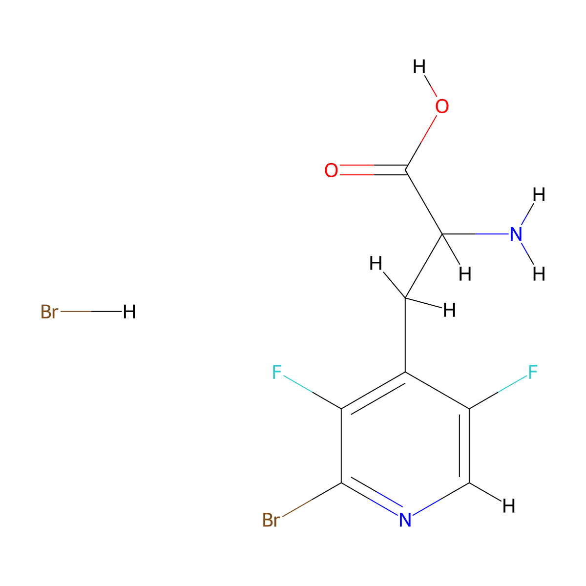 2-Amino-3-(2-bromo-3,5-difluoropyridin-4-yl)propanoic acid;hydrobromide molecular structure, CAS 2375268-49-6
