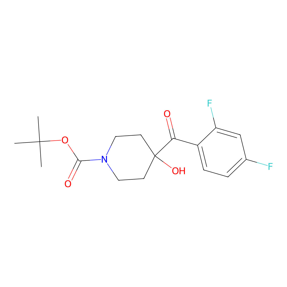 Tert-butyl 4-(2,4-difluorobenzoyl)-4-hydroxypiperidine-1-carboxylate molecular structure, CAS 2375268-51-0