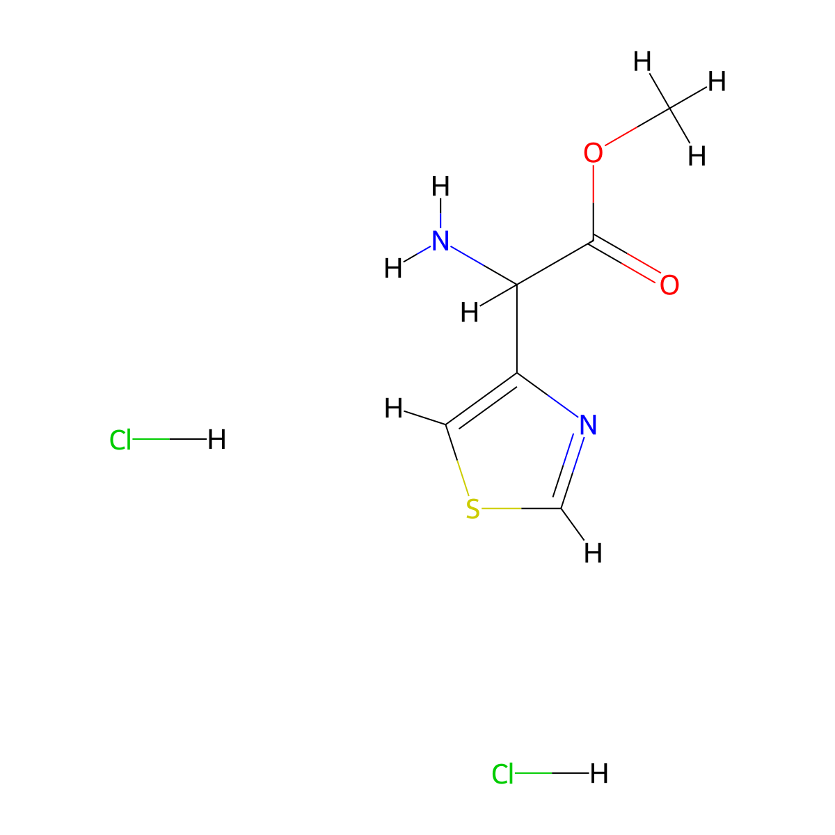 Methyl 2-amino-2-(4-thiazolyl)acetate dihydrochloride molecular structure, CAS 2375268-60-1