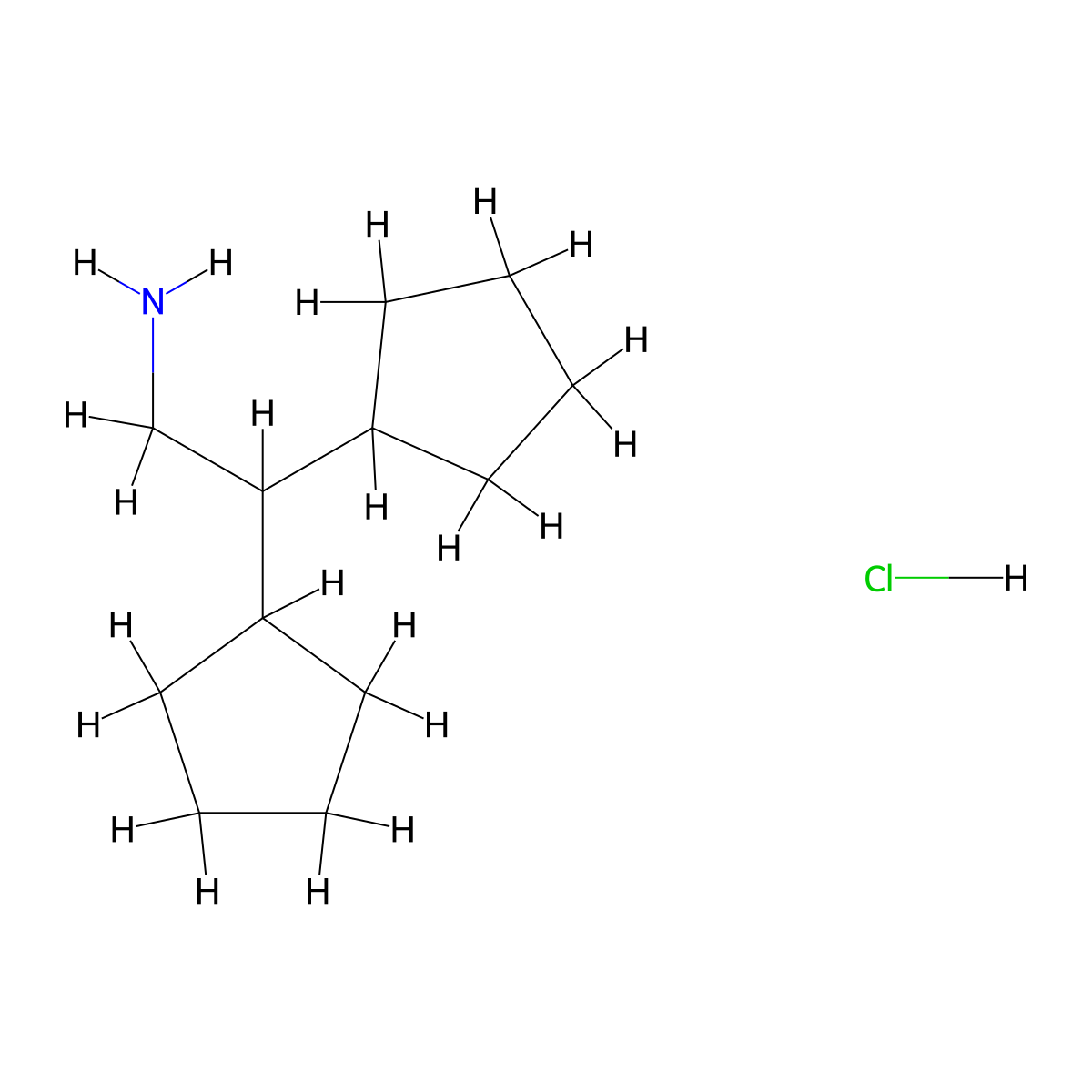 2,2-Dicyclopentylethan-1-aminehydrochloride molecular structure, CAS 2375268-63-4