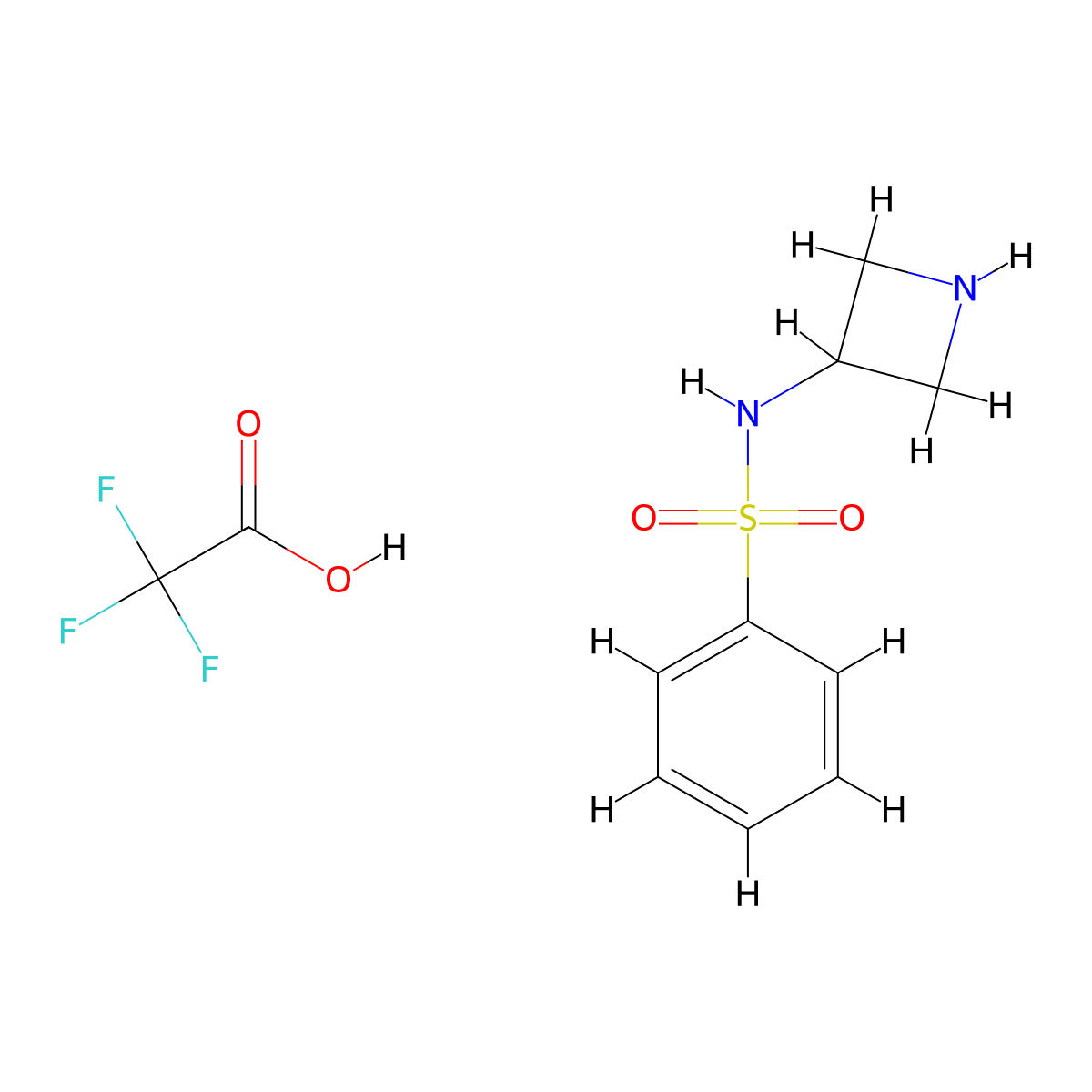 N-(azetidin-3-yl)benzenesulfonamide; trifluoroacetic acid molecular structure, CAS 2375268-66-7