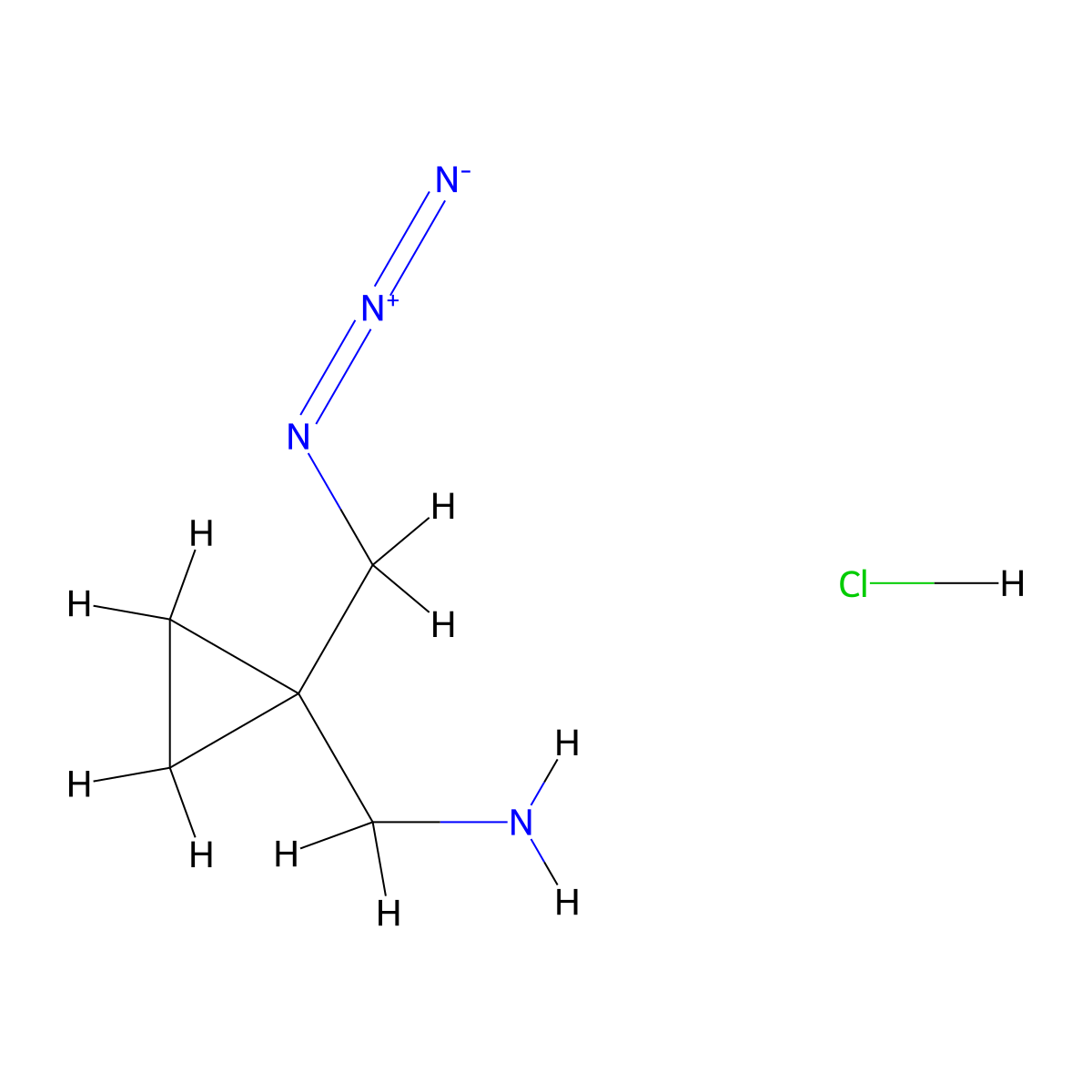 (1-(Azidomethyl)cyclopropyl)methanamine hydrochloride molecular structure, CAS 2375268-76-9