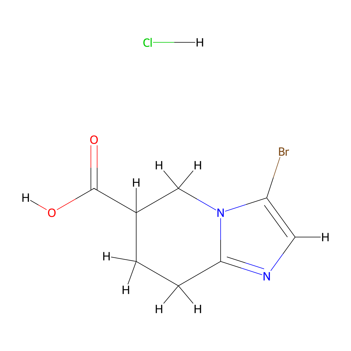 3-bromo-5H,6H,7H,8H-imidazo(1,2-a)pyridine-6-carboxylic acid hydrochloride molecular structure, CAS 2375268-84-9