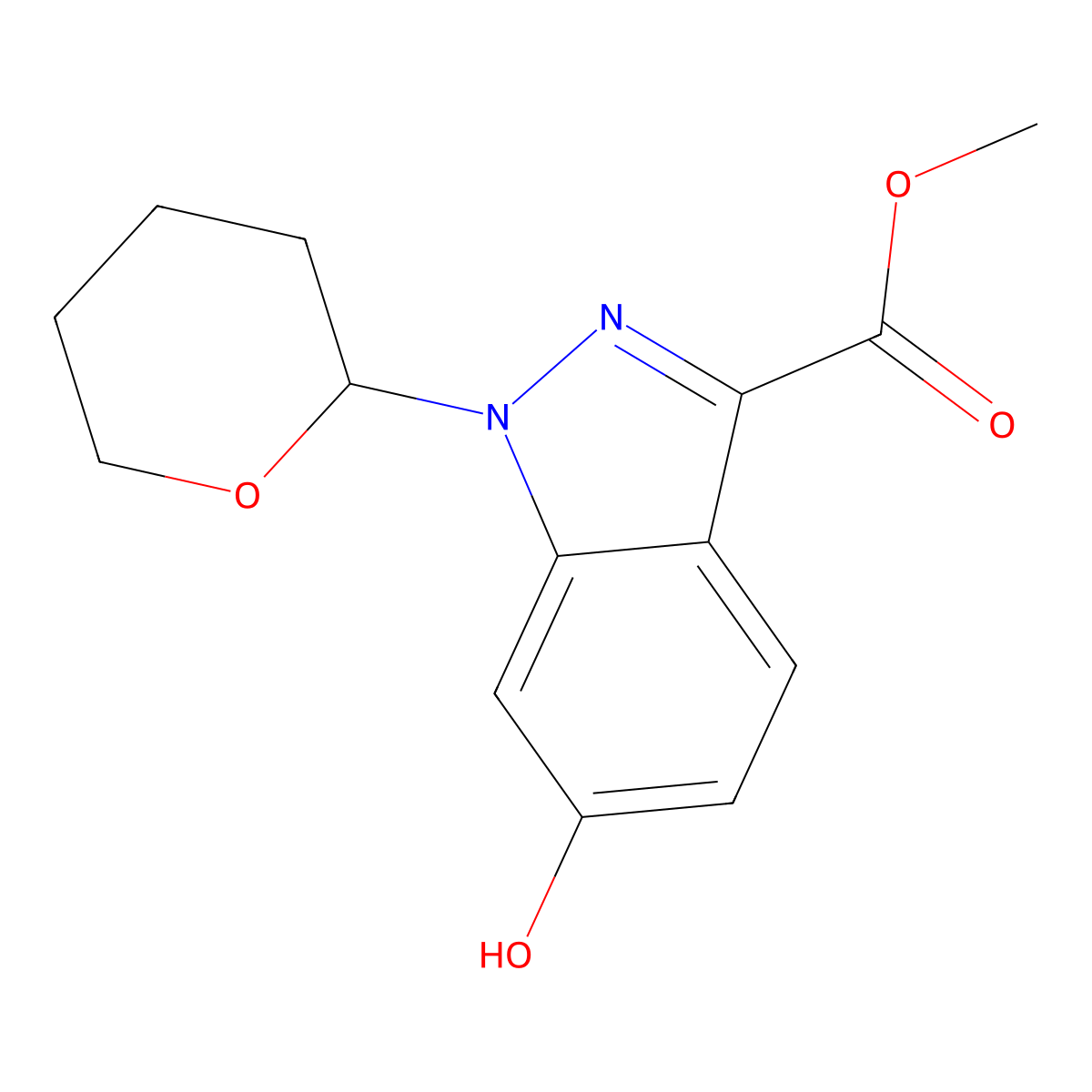 Methyl 6-hydroxy-1-(oxan-2-yl)indazole-3-carboxylate molecular structure, CAS 2375268-88-3