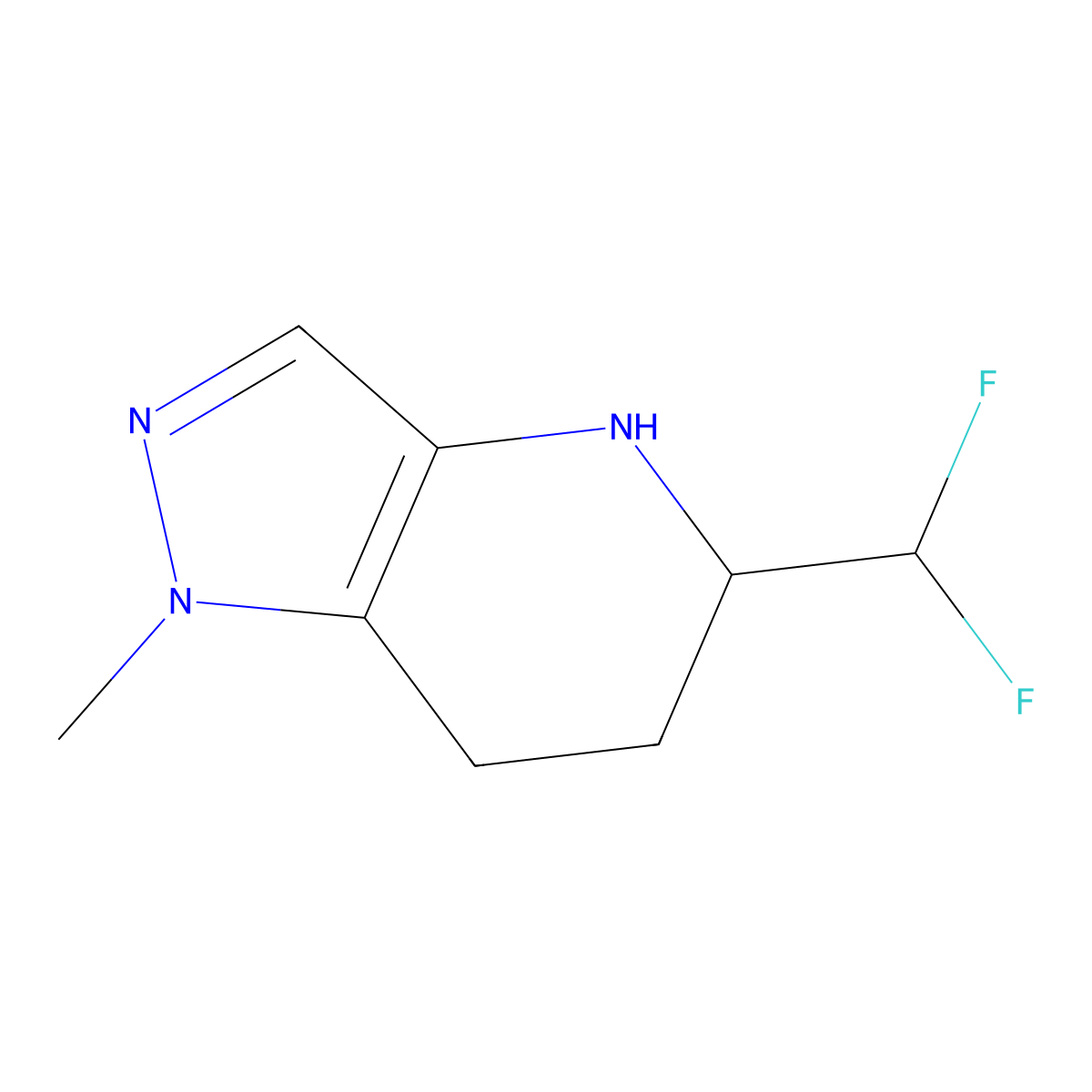 5-(difluoromethyl)-1-methyl-1H,4H,5H,6H,7H-pyrazolo[4,3-b]pyridine molecular structure, CAS 2375268-90-7