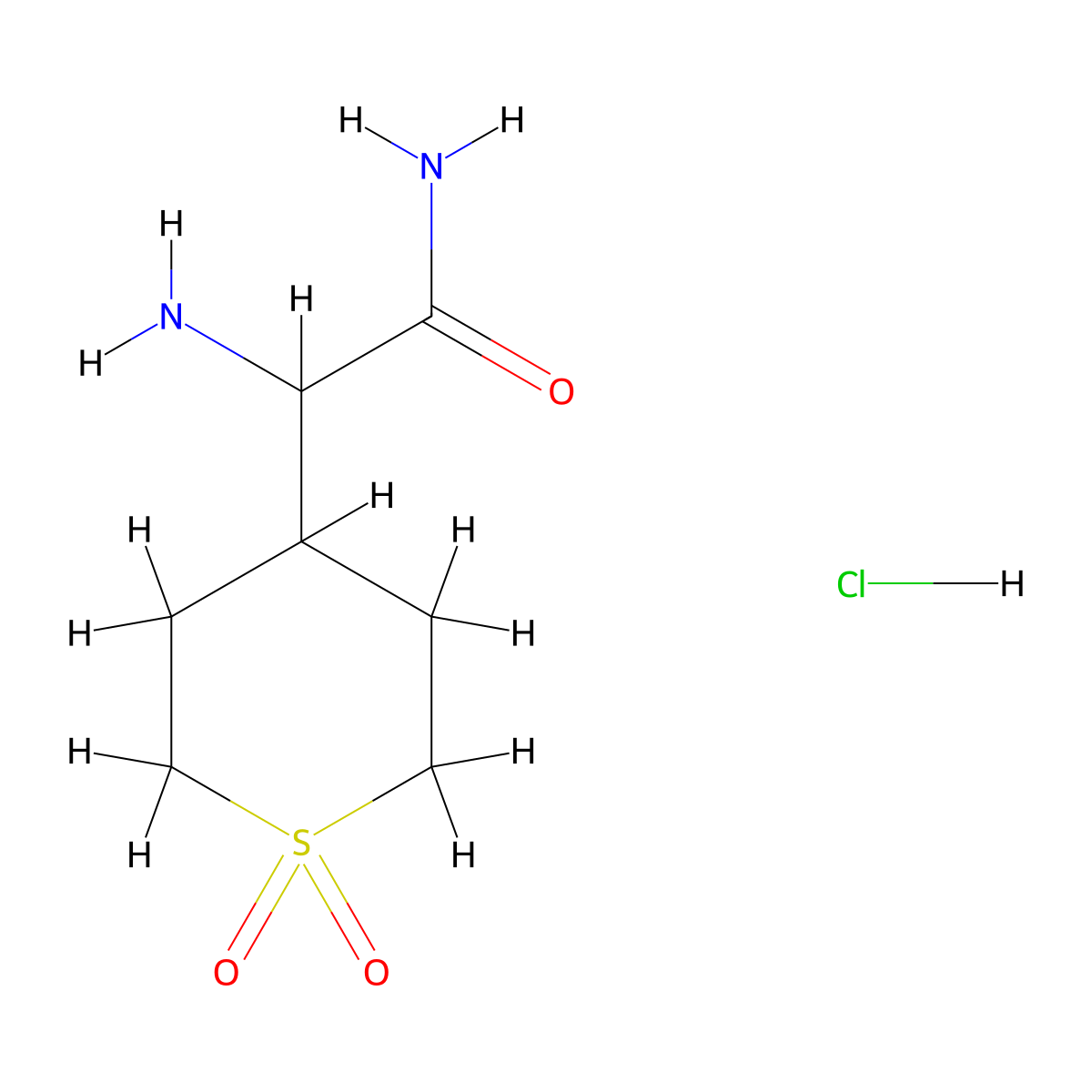 2-Amino-2-(1,1-dioxo-1lambda6-thian-4-yl)acetamidehydrochloride molecular structure, CAS 2375268-91-8