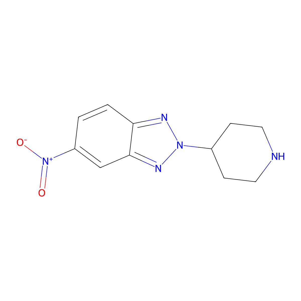 5-nitro-2-(piperidin-4-yl)-2H-1,2,3-benzotriazole molecular structure, CAS 2375268-93-0