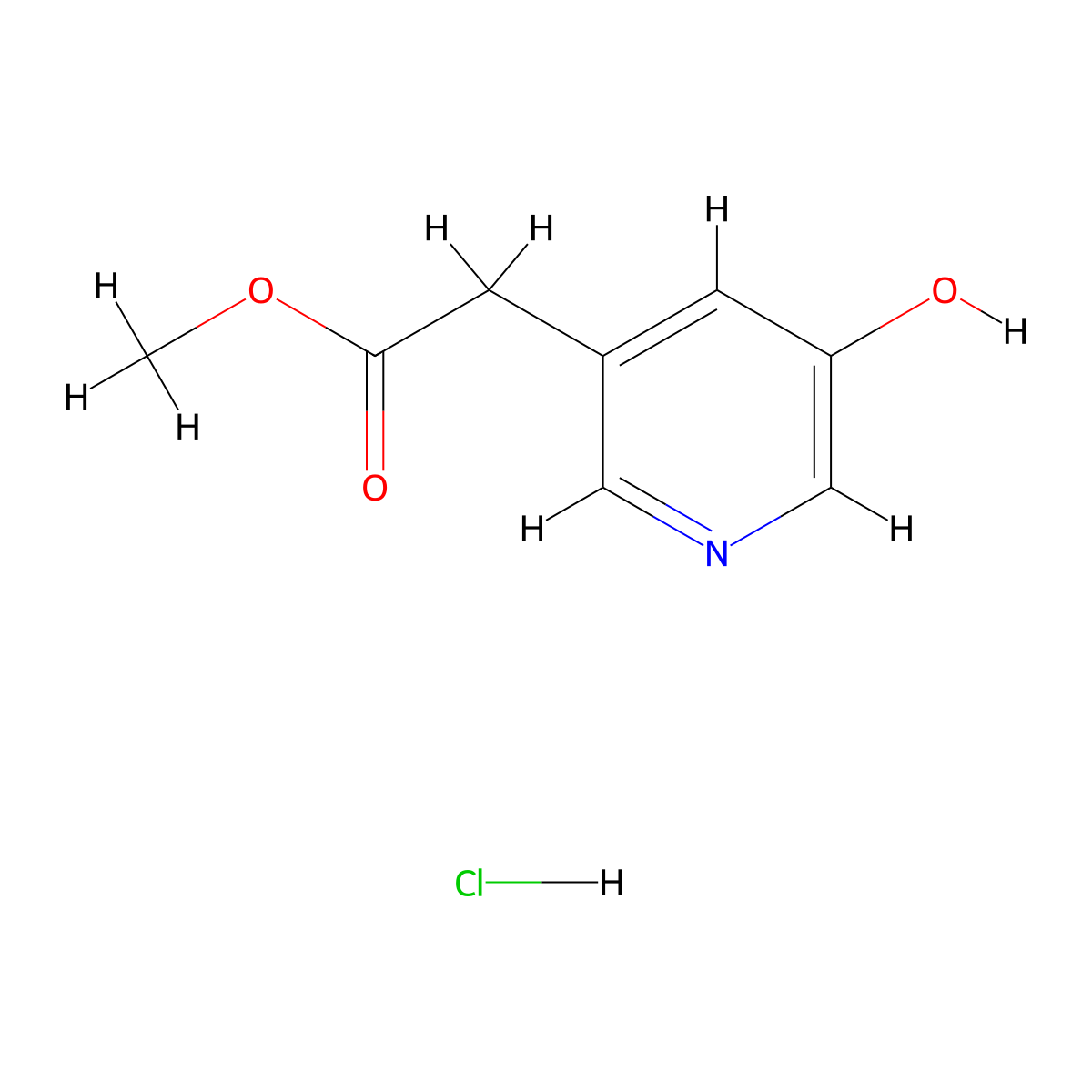 Methyl 2-(5-hydroxypyridin-3-yl)acetate hydrochloride molecular structure, CAS 2375268-94-1