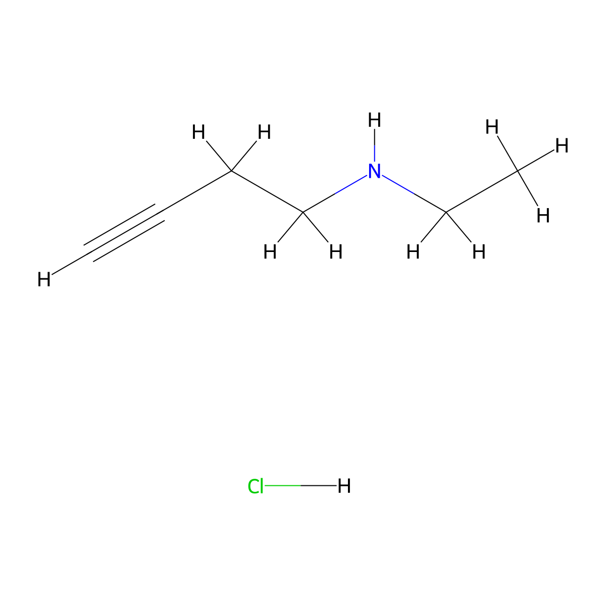 (But-3-yn-1-yl)(ethyl)amine hydrochloride molecular structure, CAS 2375268-95-2