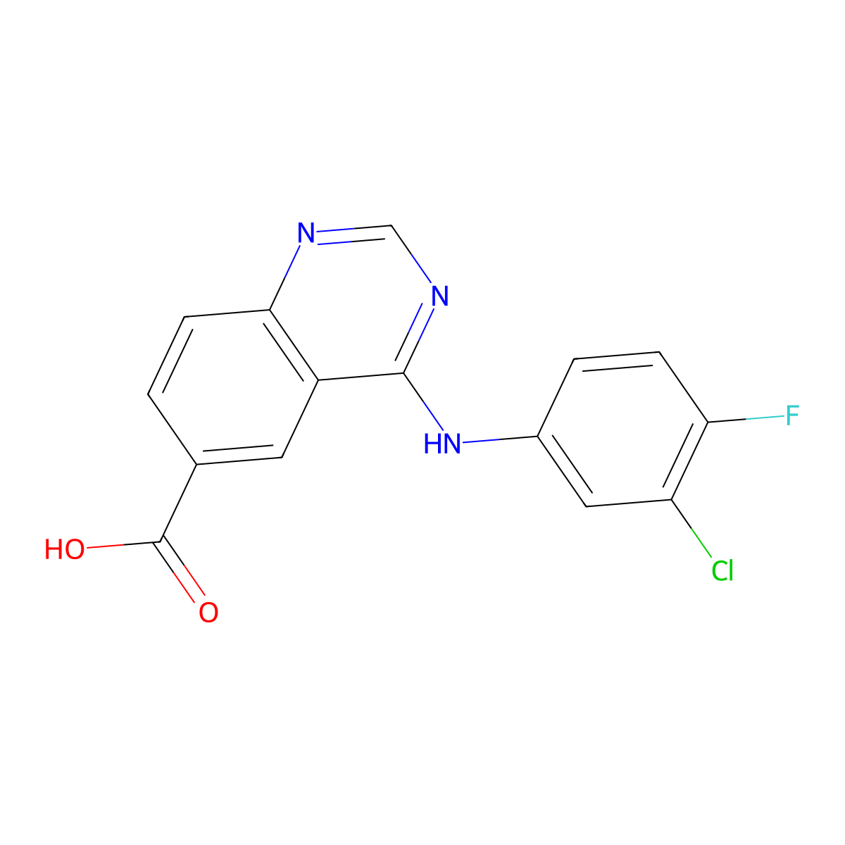 4-[(3-Chloro-4-fluorophenyl)amino]quinazoline-6-carboxylic acid molecular structure, CAS 2375269-19-3