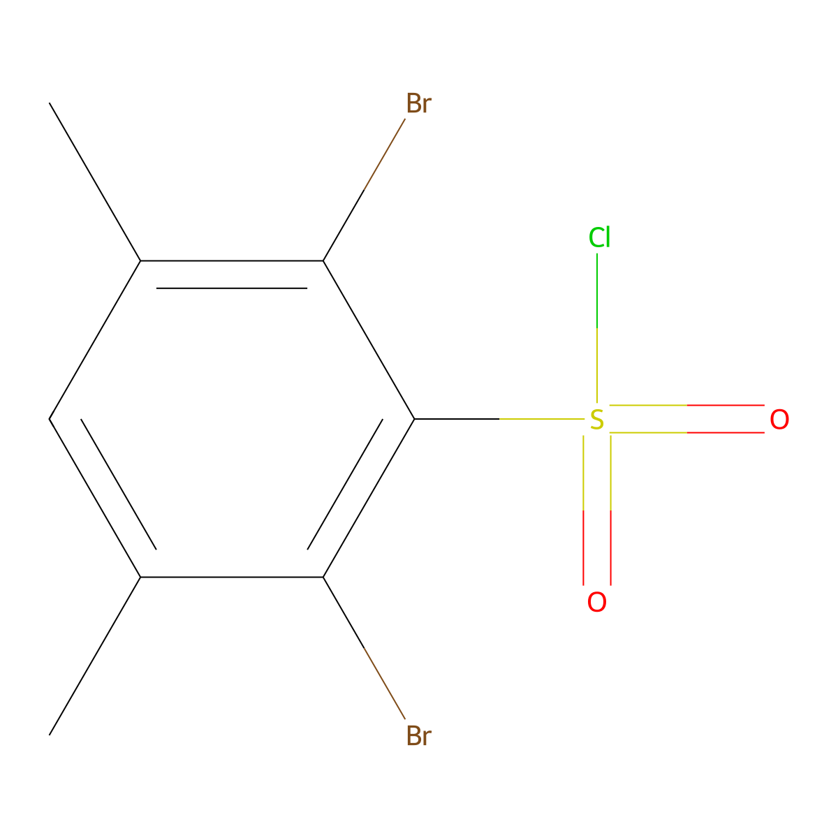 2,6-Dibromo-3,5-dimethylbenzene-1-sulfonyl chloride molecular structure, CAS 2375269-29-5