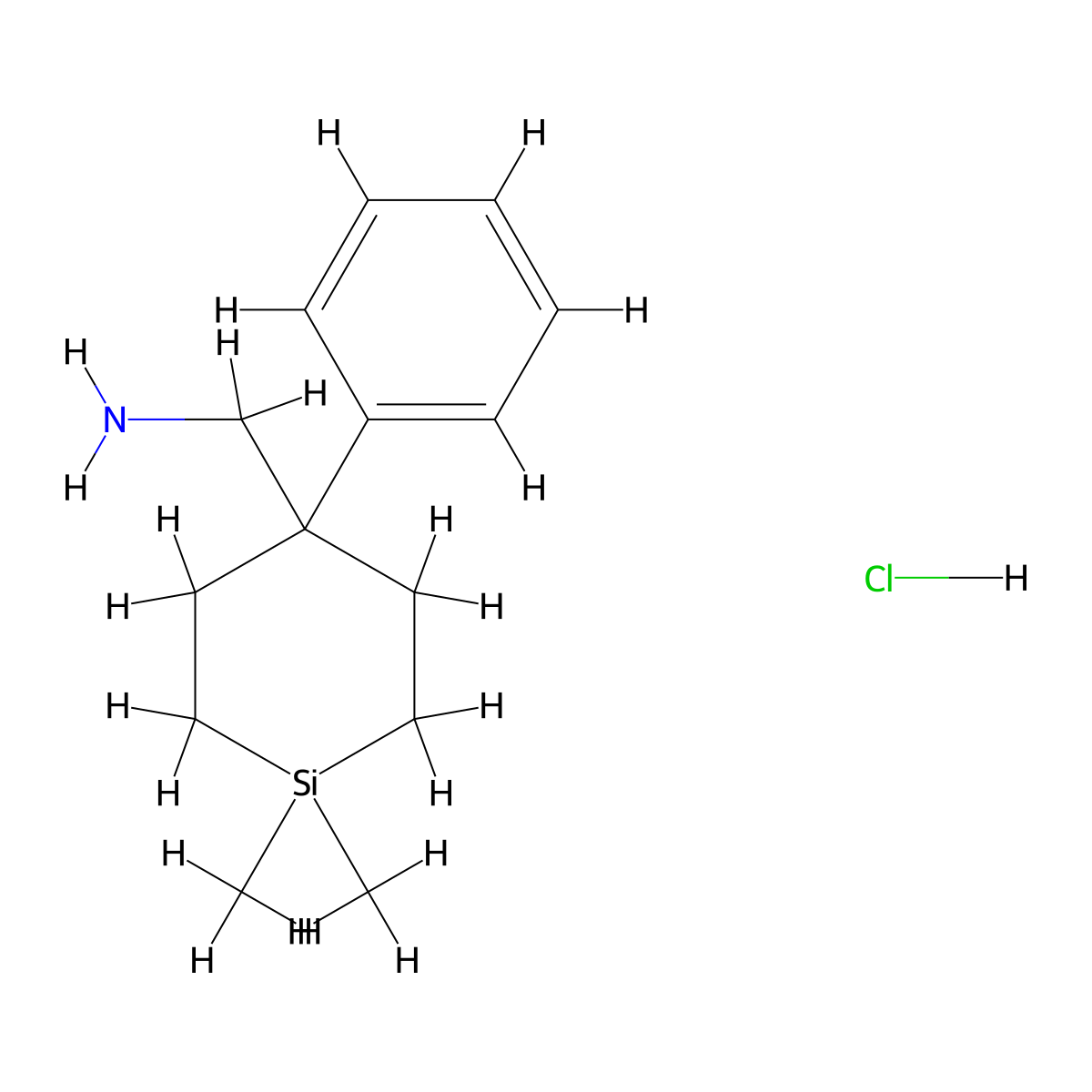 (1,1-Dimethyl-4-phenylsilinan-4-yl)methanamine hydrochloride molecular structure, CAS 2375269-31-9