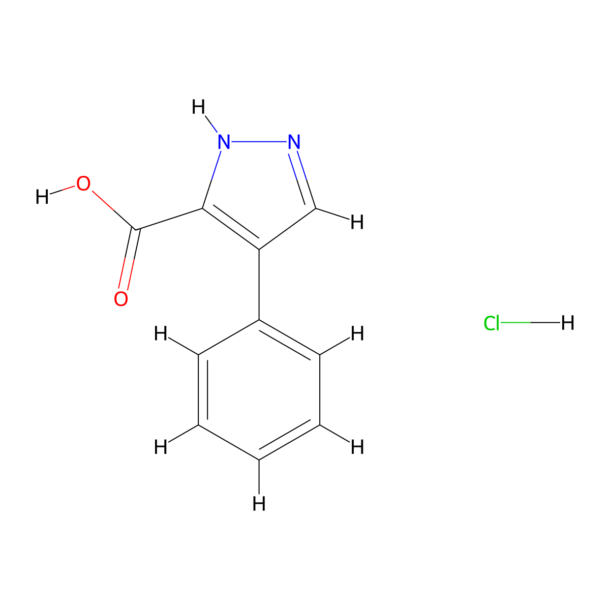 4-phenyl-1H-pyrazole-3-carboxylic acid hydrochloride molecular structure, CAS 2375269-47-7