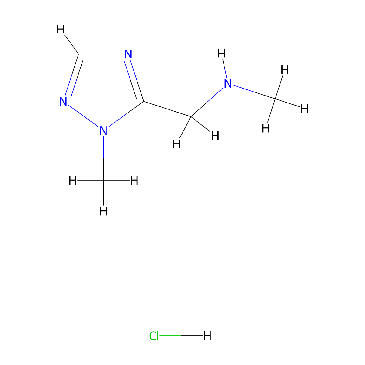 methyl((1-methyl-1H-1,2,4-triazol-5-yl)methyl)amine hydrochloride molecular structure, CAS 2375269-57-9