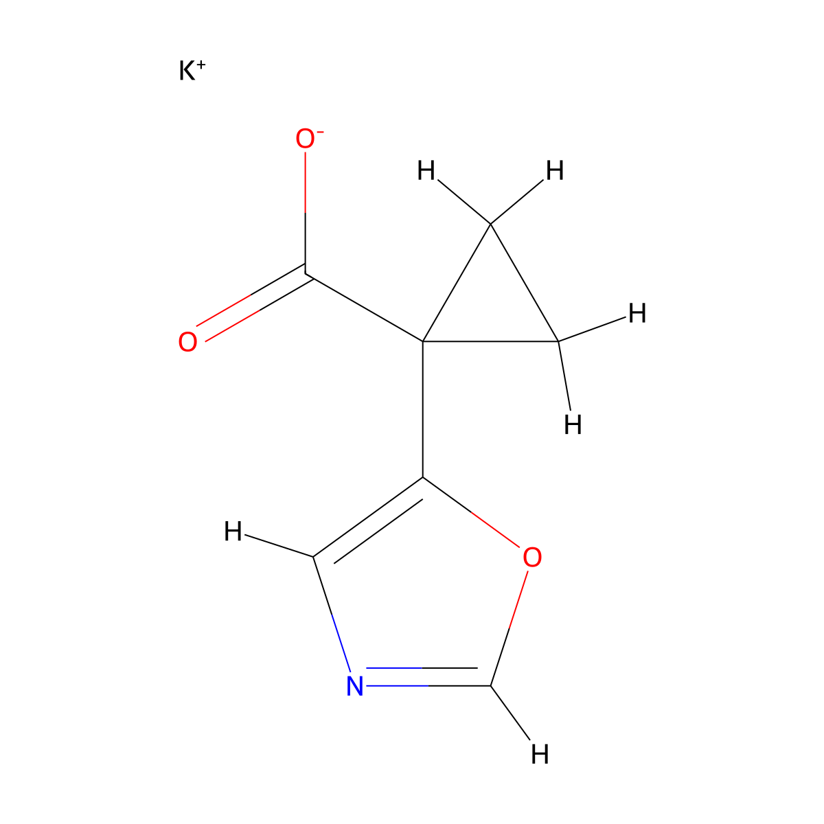 Potassium 1-(1,3-oxazol-5-yl)cyclopropane-1-carboxylate molecular structure, CAS 2375269-61-5