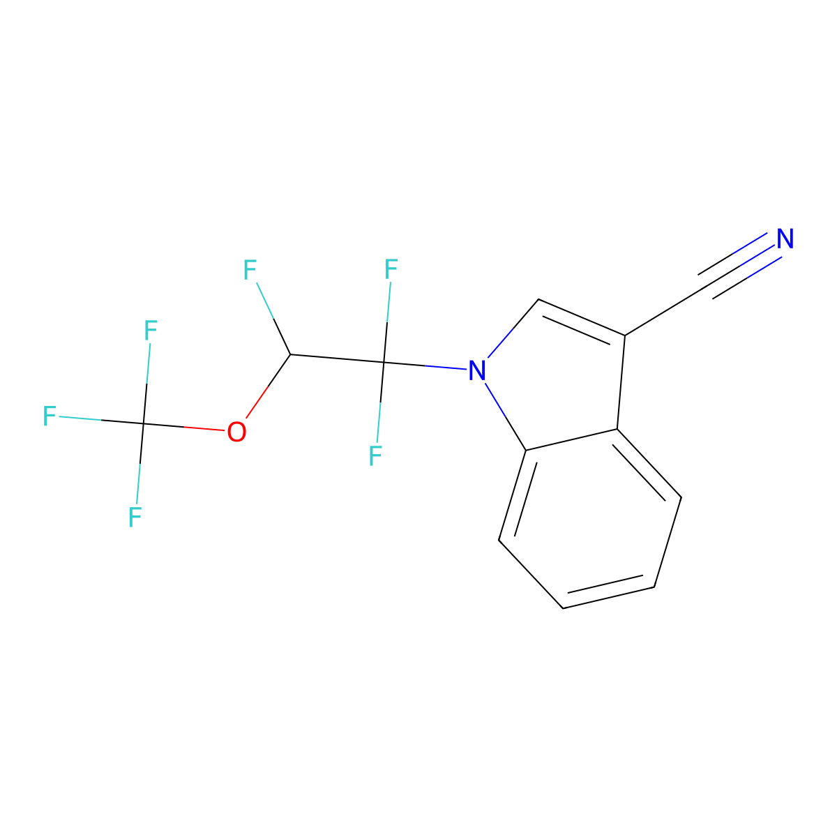 1-[1,1,2-trifluoro-2-(trifluoromethoxy)ethyl]-1H-indole-3-carbonitrile molecular structure, CAS 2375269-78-4
