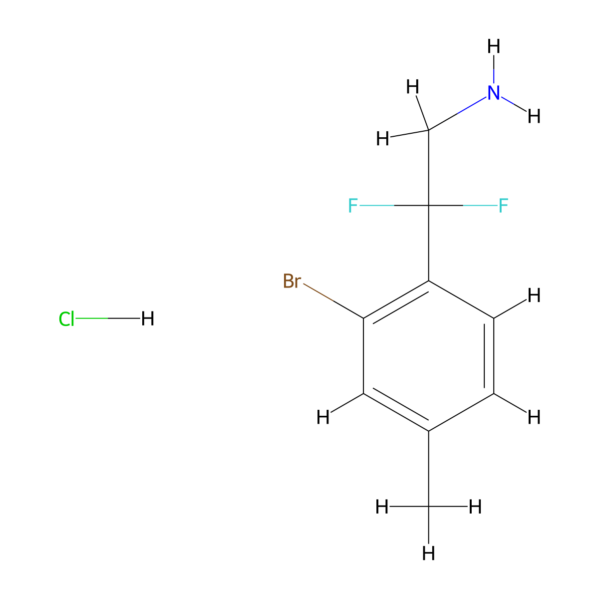 2-(2-Bromo-4-methylphenyl)-2,2-difluoroethan-1-amine hydrochloride molecular structure, CAS 2375269-83-1