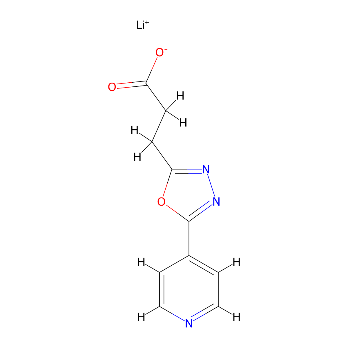 Lithium(1+) 3-[5-(pyridin-4-yl)-1,3,4-oxadiazol-2-yl]propanoate molecular structure, CAS 2375269-84-2