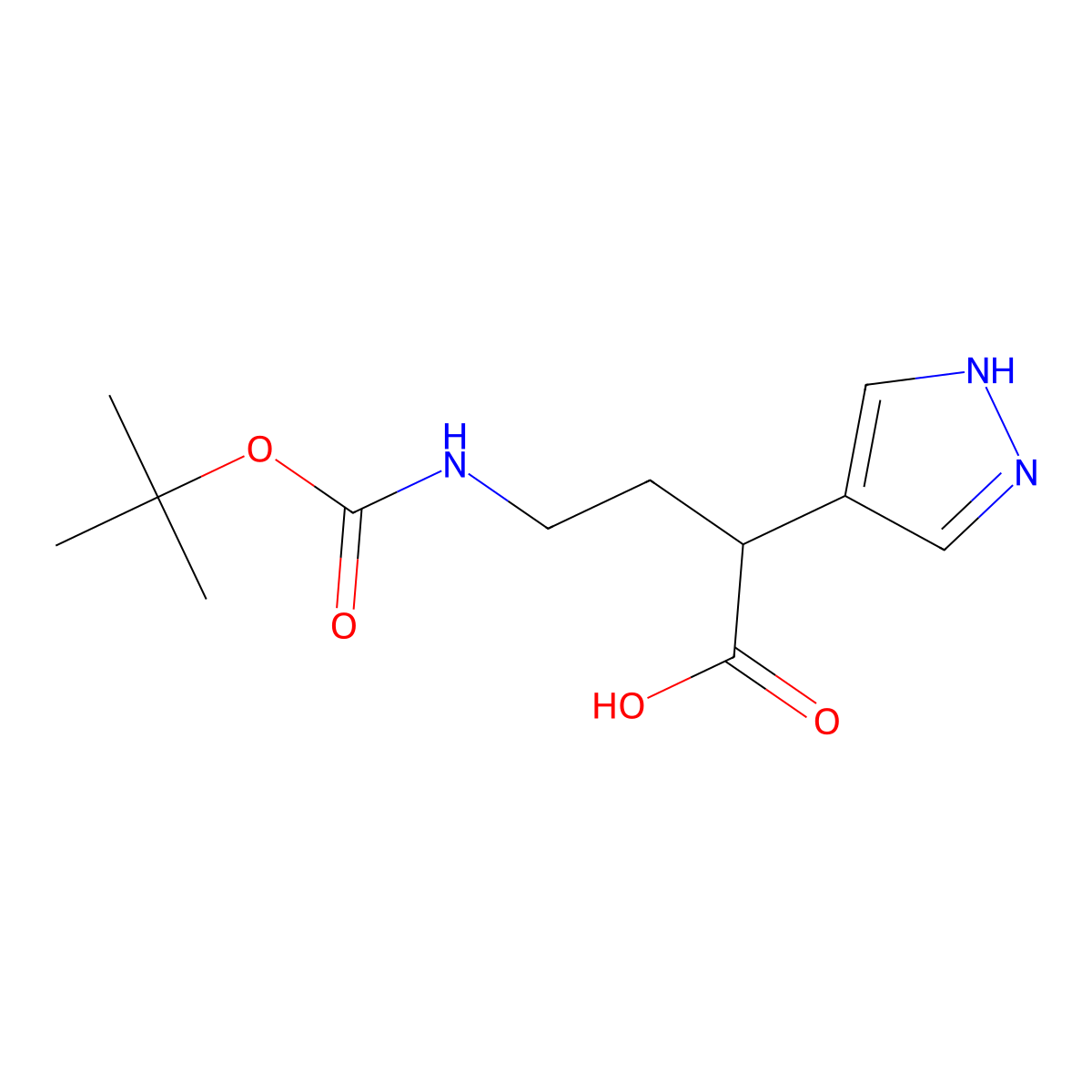 4-{[(tert-butoxy)carbonyl]amino}-2-(1H-pyrazol-4-yl)butanoic acid molecular structure, CAS 2375269-86-4