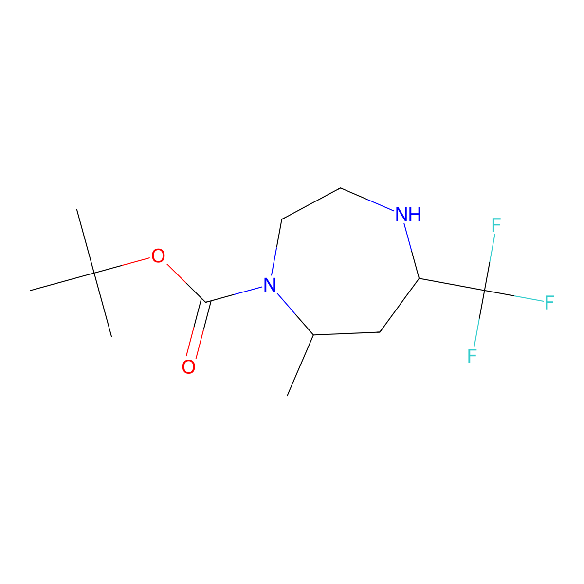Tert-butyl 7-methyl-5-(trifluoromethyl)-1,4-diazepane-1-carboxylate molecular structure, CAS 2375269-98-8