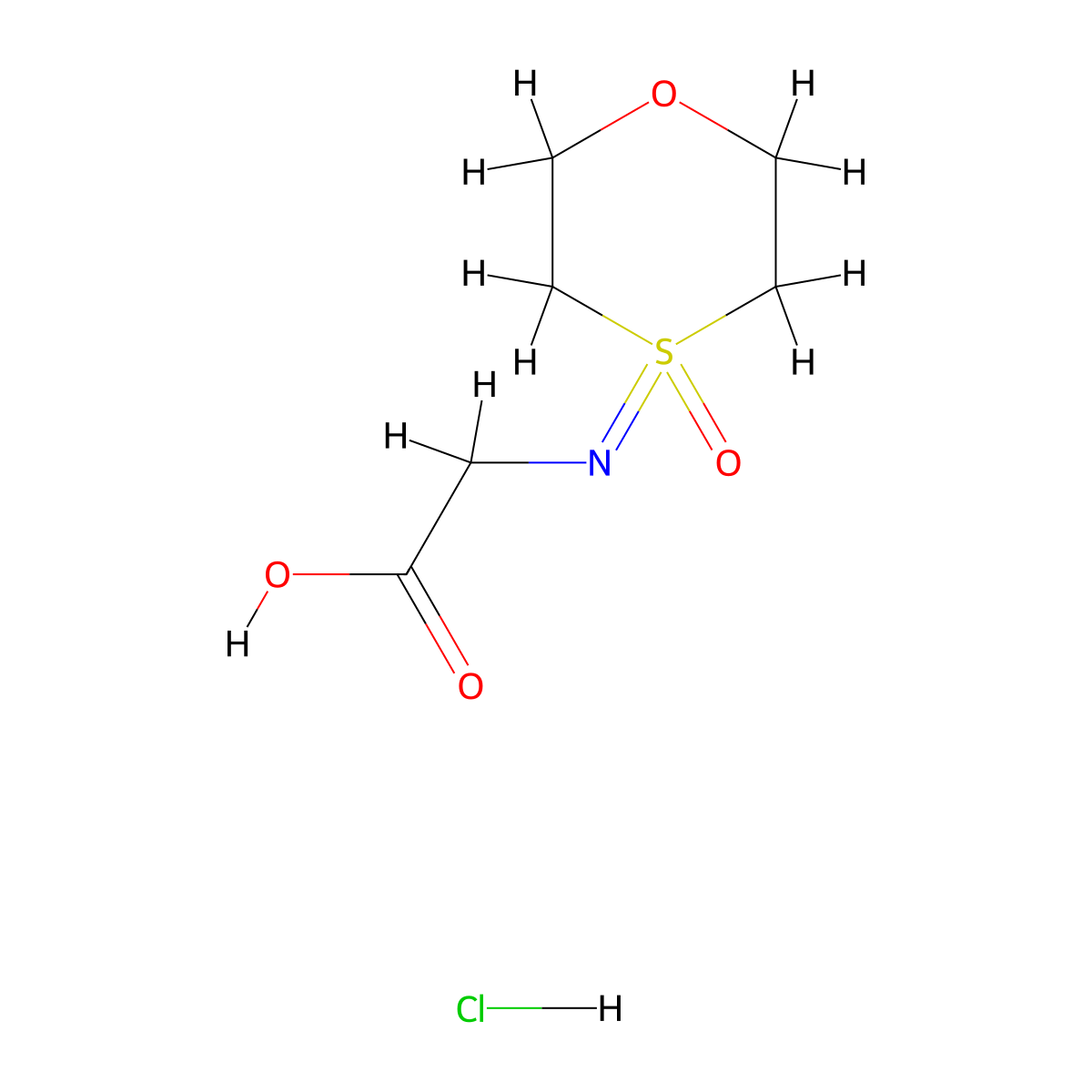 2-[(4-Oxo-1,4lambda6-oxathian-4-ylidene)amino]aceticacidhydrochloride molecular structure, CAS 2375270-01-0