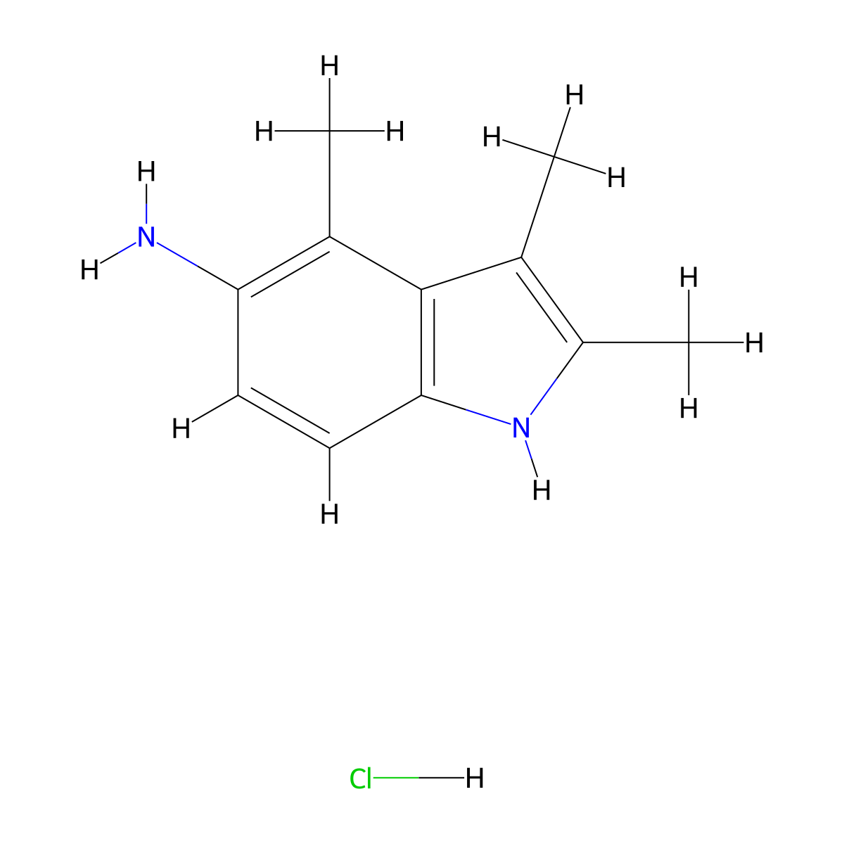 2,3,4-trimethyl-1H-indol-5-amine hydrochloride molecular structure, CAS 2375270-10-1